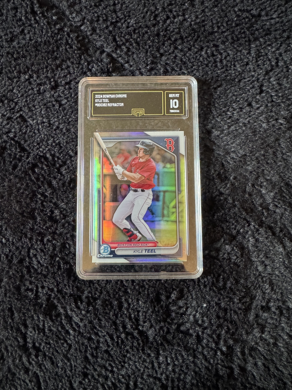 Kyle Teel 2024 Bowman Chrome Refractor Baseball Card - Boston Red Sox. GMA 10